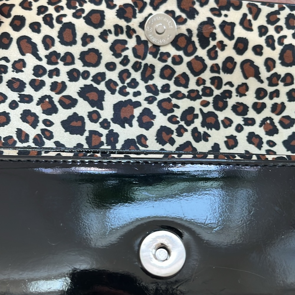 Black Patent Leather Clutch with Chain Strap